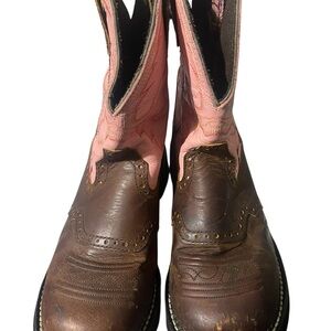 Pink and Brown Western Boots